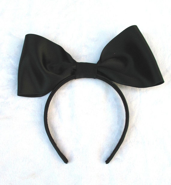 Black Bow Headband, Tons of Colors, Satin Bow, Alice Band 