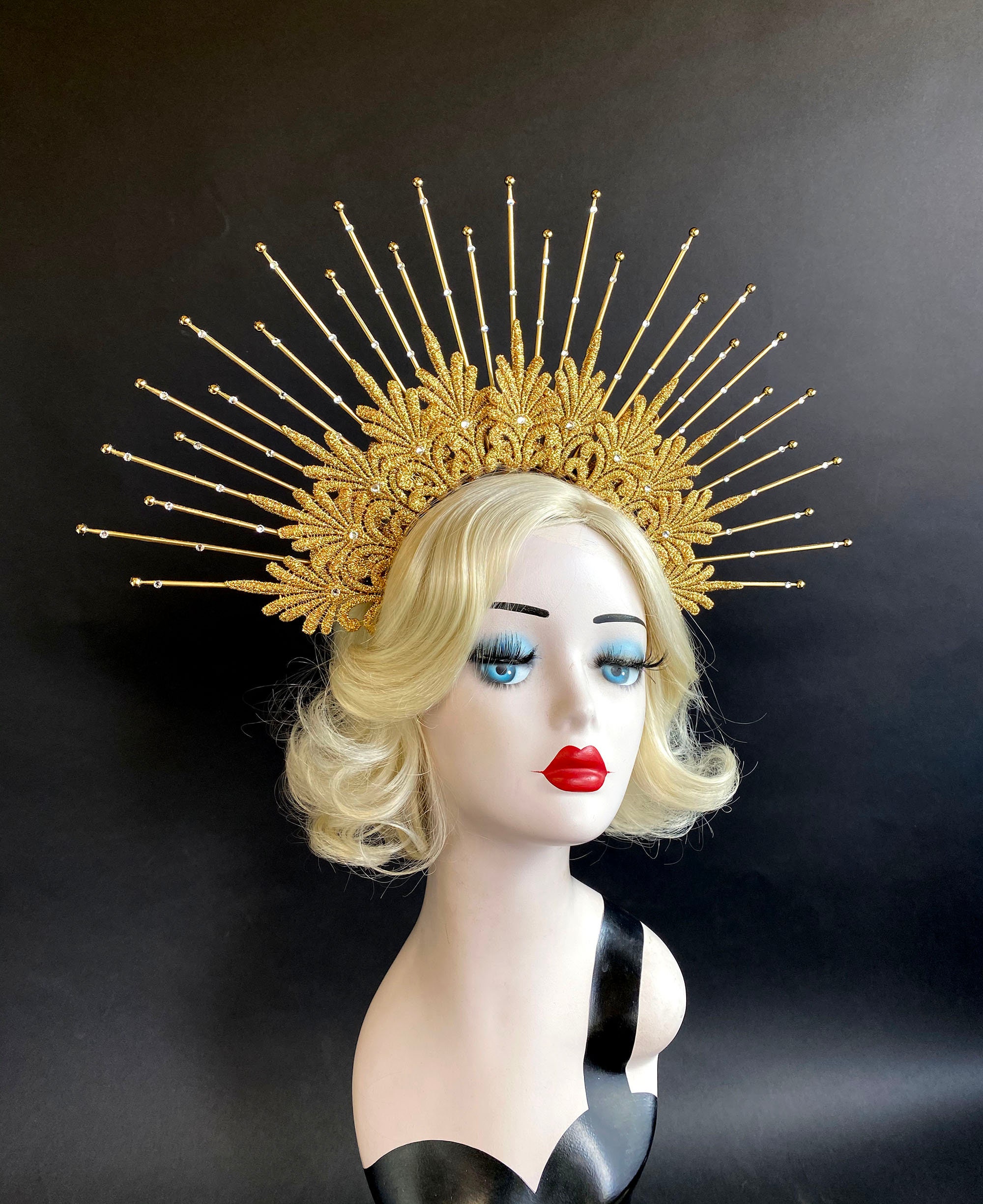 Spectacular Gold Halo Headpiece, Goddess Crown Headband  display picture 3