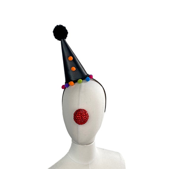 Clown Pierrot Hat Mini On Head Band Clown Pierrot Hat Mini On Head Band