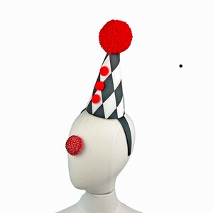 Clown Hat Coloured Foam Fabric with Red Hair and Pom Pom main image 0