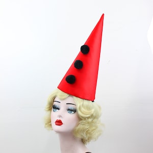 Black and Red Circus Costume - Classic Clown Hat - Halloween Costume - Cirque Costume - Retro Circus - Vintage Clown Hat