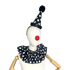 Black And White Clown Hat, Collar and Cuffs Set, Circus Costume, Scary Clown, Halloween Costume, Clown Hat, Burlesque Costume, Sexy Clown image 6