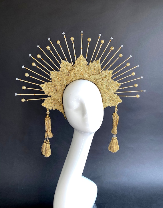 Sun Goddess Crown Headband With Crystals, Halo Headpiece  display picture 3