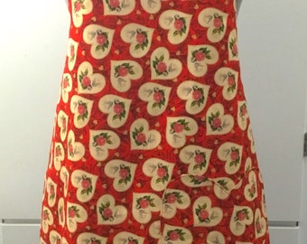 Valentine apron/heart/roses/romance/vintage