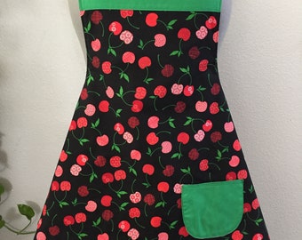 Happy Cherries Apron/calico/fruit/summer