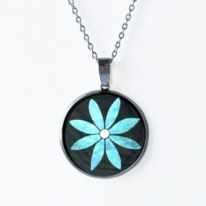 Turquoise flower necklace,  silver and gold flower pendant necklace for women, Mother&#39;s Day gift, friend gift, birthday gift