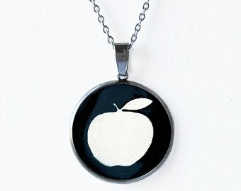 Apple necklace,  silver and gold apple pendant necklace for women, Mother's Day gift, friend gift, birthday gift, fruit, autumn jewelry