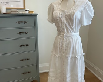 Vintage Gunne Sax Set, weißer Spitzenrock und Bluse (S)