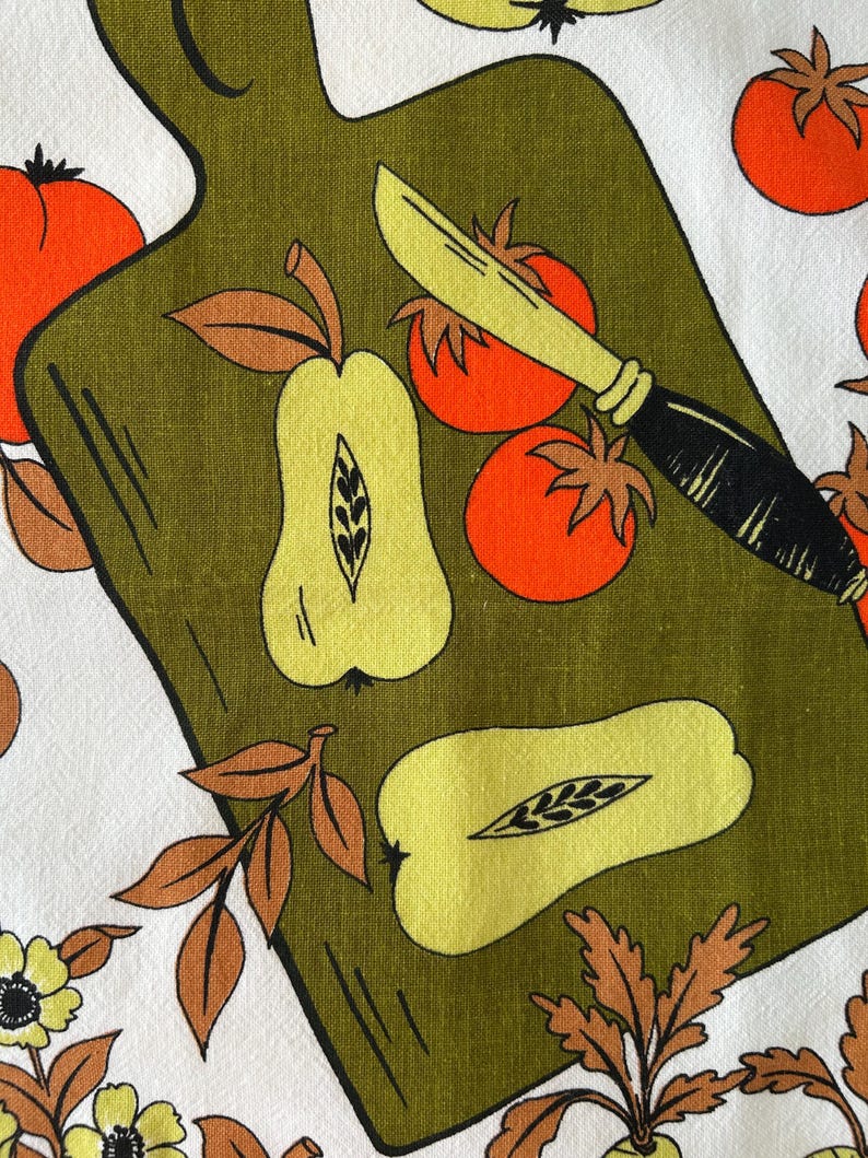 Vintage Colourful Retro Tea Towels Made In Brazil Strawberries, Pears, Tomatoes image 3