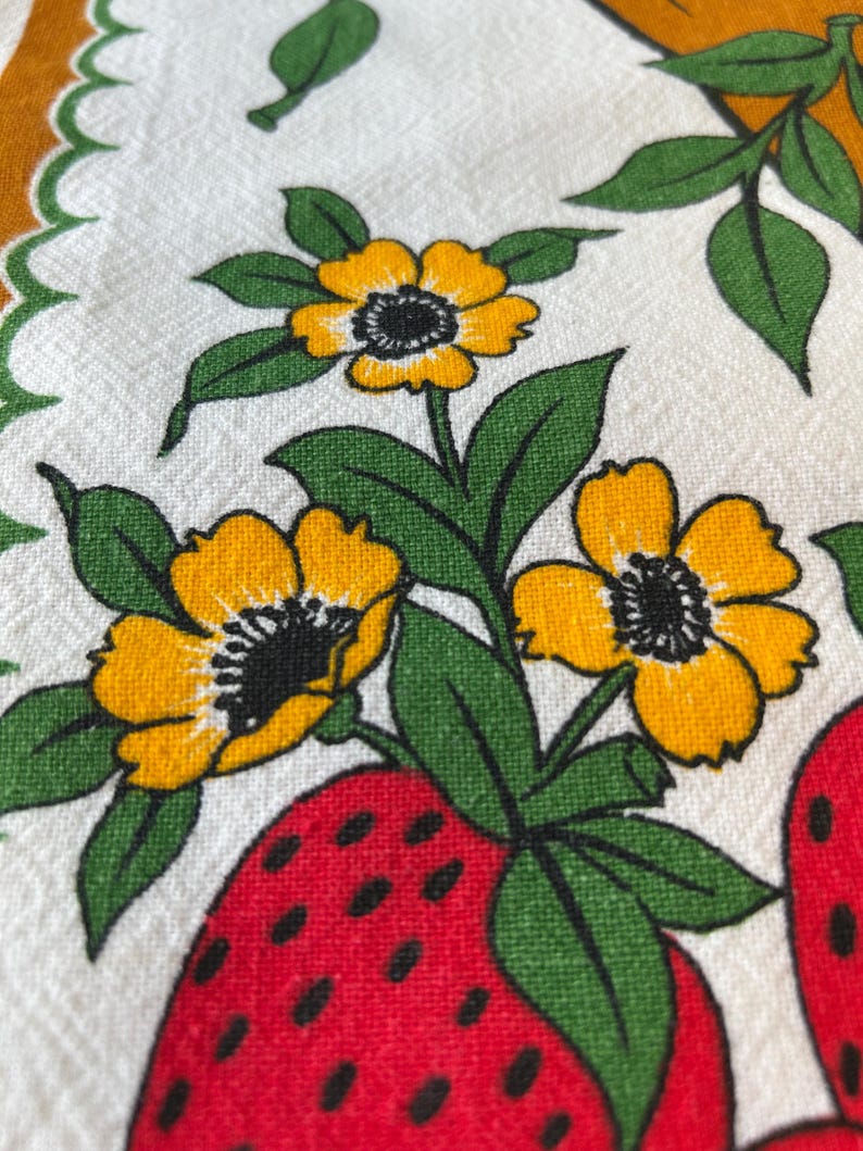 Vintage Colourful Retro Tea Towels Made In Brazil Strawberries, Pears, Tomatoes image 9