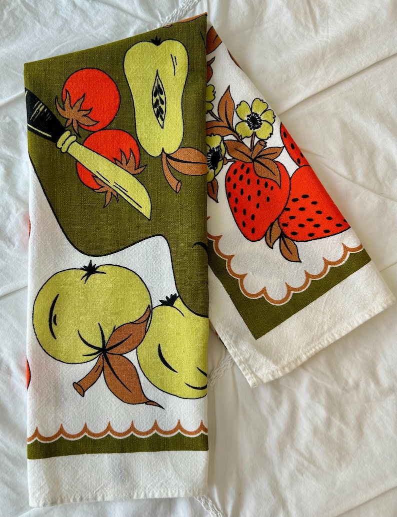 Vintage Colourful Retro Tea Towels Made In Brazil Strawberries, Pears, Tomatoes image 13