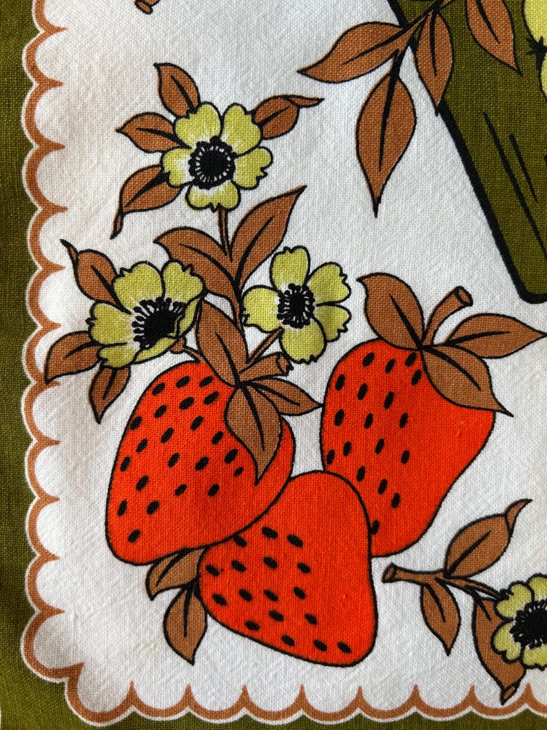 Vintage Colourful Retro Tea Towels Made In Brazil Strawberries, Pears, Tomatoes image 2