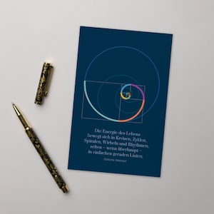 Biglietto d'auguri/biglietto pieghevole "Fibonacci", blu scuro con scritta, 11 x 17 cm