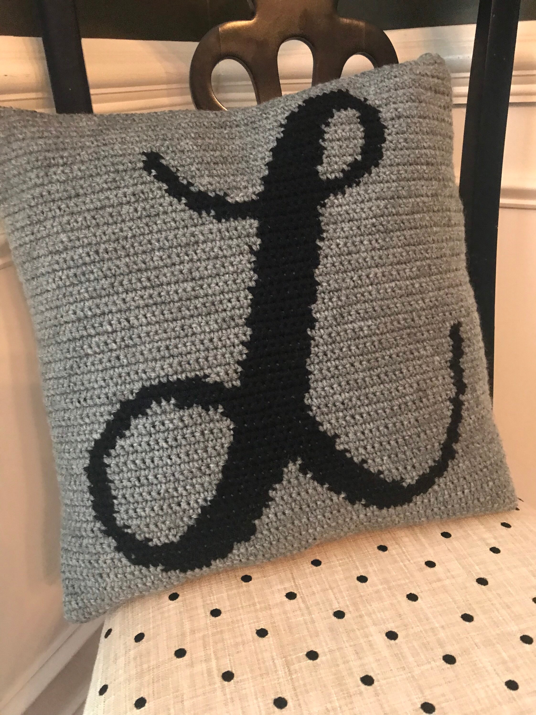 Monogram Crochet PillowInitial Pillow Letter Pillow Square Etsy