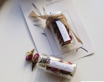 Personalized Wedding Tea Favors: Herbal Tea Glass Jars, Rustic Bulk Gifts