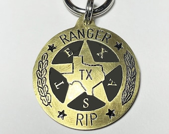 K9 Texas Ranger Police Badge Dog Tag-Custom Engraved Dog Collar Tag-Law Enforcement Dog Tag-Personalized Pet ID Police Tag-Officer Dog Tag