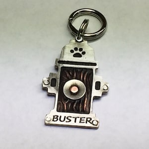 Fire Hydrant Dog Pet Tag Id-Unique Handcrafted Firefighter Collar Tag-Custom Personalized Pet Id-Unique Fireman Dog Name Tag