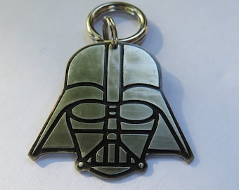 Handcrafted Sci Fi Helmet Pet ID Tag: Custom Engraved Dog Collar Tag