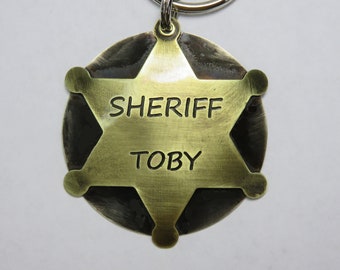 Spaß Sheriff Stellvertretender Polizei Abzeichen Hund Haustier-ID-Tag-Spurverfolgungs-Kragen-Tag-personalisierte Marshall-Tag