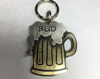 Medaglietta identificativa per cani in stile boccale di birra, medaglietta personalizzata con incisione per animali domestici