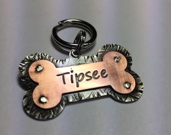Hundeknochen Hund ID Tag-Custom Gravierte Knochenförmige Namensmarke-Personalisierte Haustier-Halsband-Tag-Hand Made Dog Tag Kupfer und Neusilber