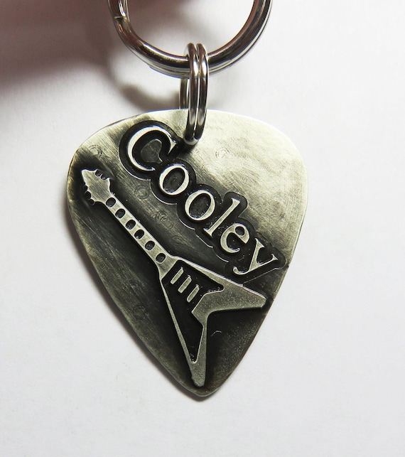 Vintage Guitar Pattern Guitar Pick Necklace Unique Custom Fashion Pet Card Keychain