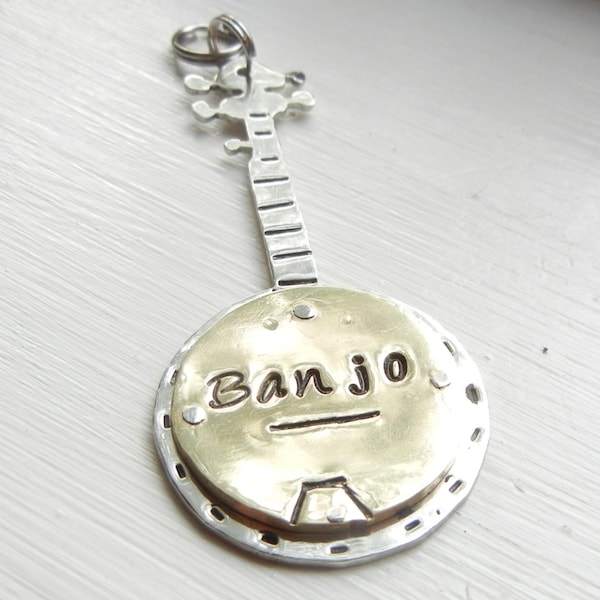 Banjo Dog Tag ID-Unique Banjo Pet Tag-Handmade Brass Nickel Silver Pet Id Tag- Unique Dog Id Tag-Music Dog Tag-Banjo Pet Id Tag