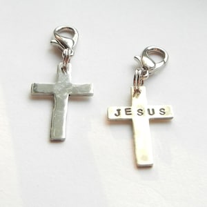 Cross Christian Pet ID Collar Charm Or Zipper Pull-Hand Cut Unique Nickel Silver Brass Copper Dog