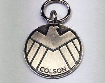 SHIELD Dog Pet Tag-Multi Layer Nickel Silver-Custom Engraved Dog Tag-Super Hero Pet Id Tag-Unique Pet Id-Personalized