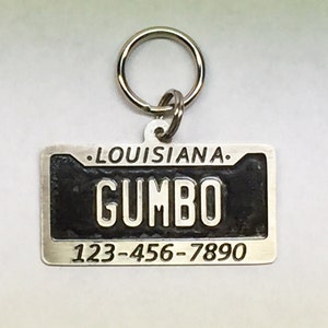 License Plate Dog Tag-Pet ID Tag-Custom Handcrafted Identification Dog Tag-Cat ID Tag-United States US Custom Engraved Pet Tag