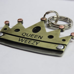 Crown Pet Id Tag-King Queen Princess Dog Tag-Royalty Name Tag in Brass, Nickel Silver And Copper- Multi Layered Riveted-Engraved Pet Tag