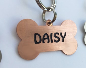 Handgefertigte Knochen Dog Tag: Personalisierte Metall Haustier ID, Kostenlose Gravur