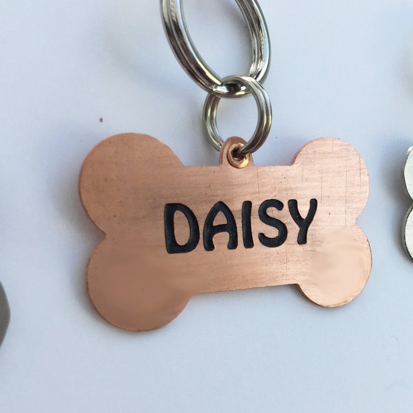 Simple Lightweight Bone Dog Tag-Customized Metal Name ID Tag-Free Engravings and Personalization Pet Collar Tag