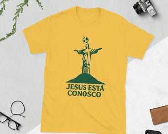 T-shirt de football du Brésil Jesus Está Conosco – Jogo Bonito – Maillot de supporter