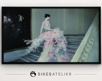 Elegant Lady Floral Dress Art: Frame TV & Desktop Wallpaper (Digital Download)