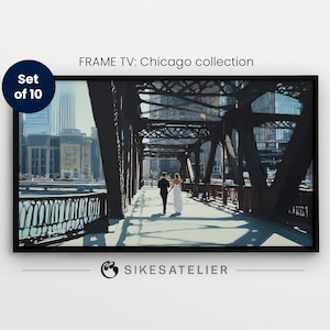 Chicago FRAME TV art e set di sfondi per desktop di 10 immagini in una varietà di scene. Download digitale. Moderna arte digitale di Chicago.