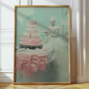 Marie Antoinette and Cake Print: Rococo Coquette Kitchen Decor (Digital Download)