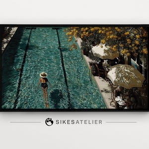 Rahmen TV Art: Sommer Pool Szene, Chic Resort Hintergrundbild (Digitaler Download)