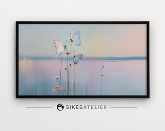 FRAME Fernsehkunst und Bildschirmhintergrund mit bunten Schmetterlingen an einem schönen Frühlingstag. Digitaler Download. Frühling Schmetterlinge TV Kunst.