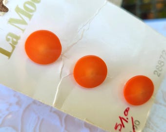 3 Orange Dome Shaped Shank Buttons 1/2 Inch 12mm La Mode