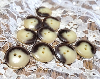 Brown and Tan Polished Vintage Buttons 3/4 Inch Sew Thru 2 Hole Buttons