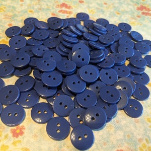 15 Royal Blue Vintage Buttons 9/16 Inch 15mm 2 Hole Sew Thru Buttons Shiny