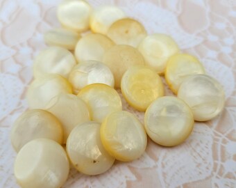 20 Yellowed Pearl Buttons 1/2 Inch Vintage Shank Buttons Shabby Pearl Buttons