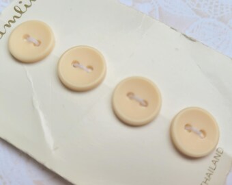 4 Creamy Light Tan/Beige Vintage Buttons 7/16 Inch (11mm) Streamline Button Card