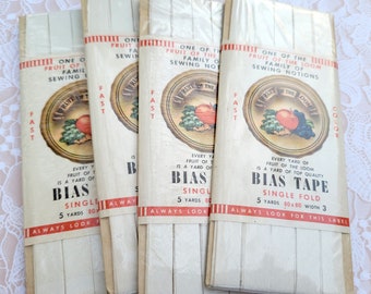 Vintage Fruit of the Loom White Bias Tape: 5 Yards Single Fold