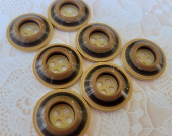 7 Brown/Tan Vintage Buttons 3/4 Inch 4 Hole Buttons