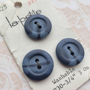 3 Blue 2 Toned Vintage Buttons 3/4 Inch 19mm La Petite Button Card image 1