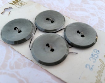 4 Gray Vintage Buttons 13/16 Inch 22mm Imperial Button Card