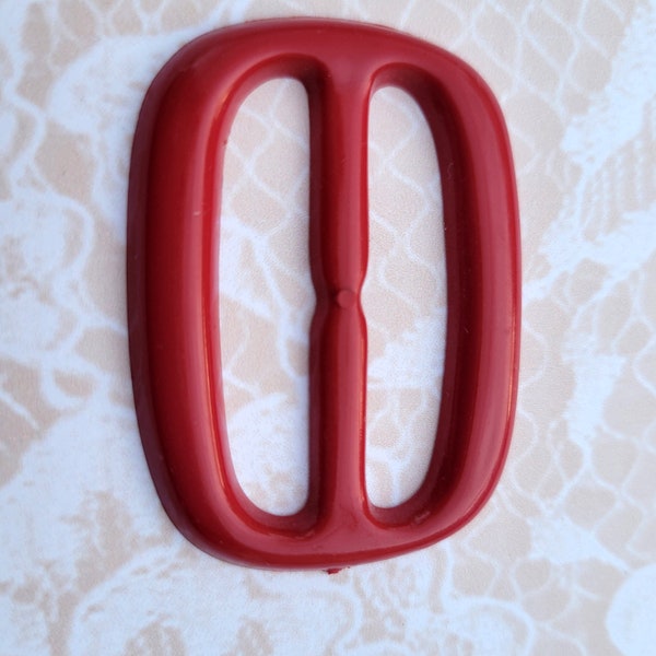 Red Buckle/Slide Vintage 1 1/4 by 1 3/4 Inch