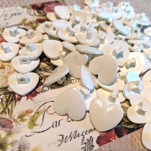 15 Vintage White Heart Buttons Package of 15 5/8 Inch Shank Buttons